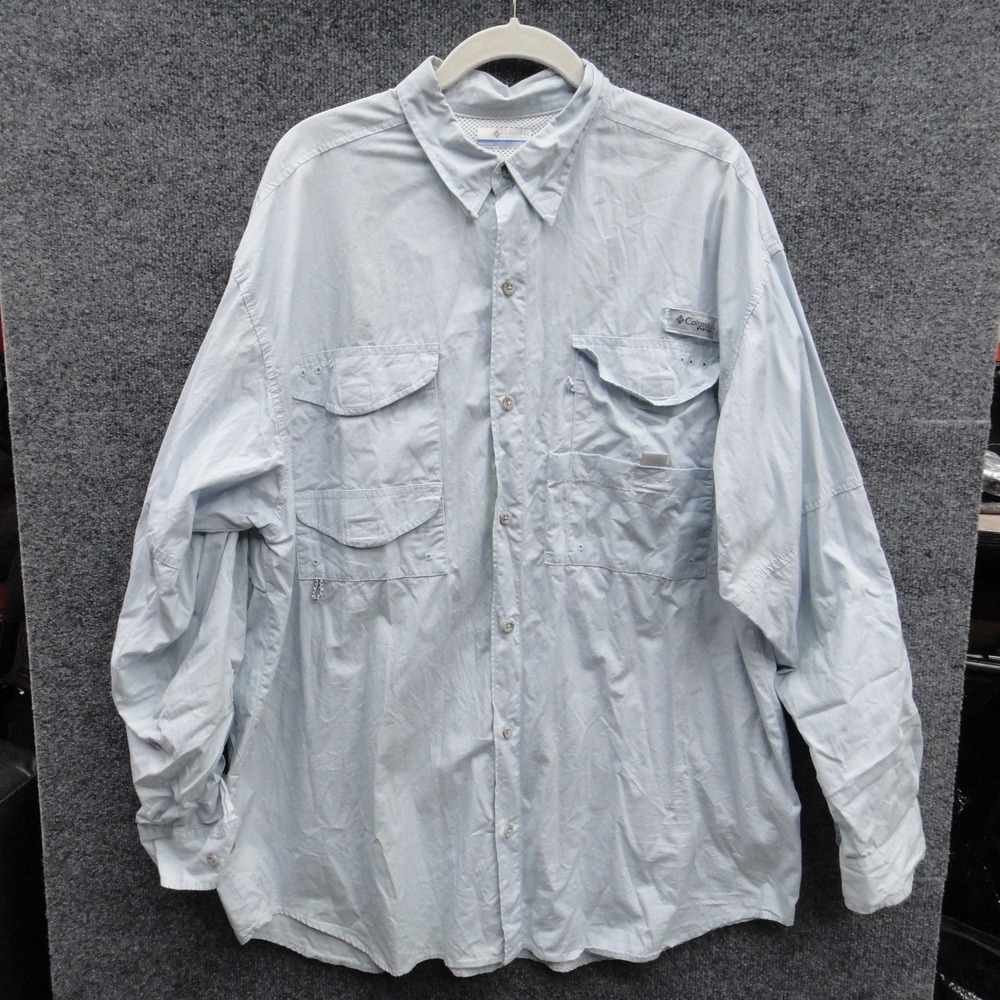Columbia PFG Men's Light Blue Long Sleeve Ventilated Fishing Shirt Size L/G